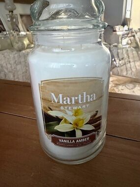 Martha Stewart Vanilla Amber Scented Jar Candle - White 2-Wixk Candle